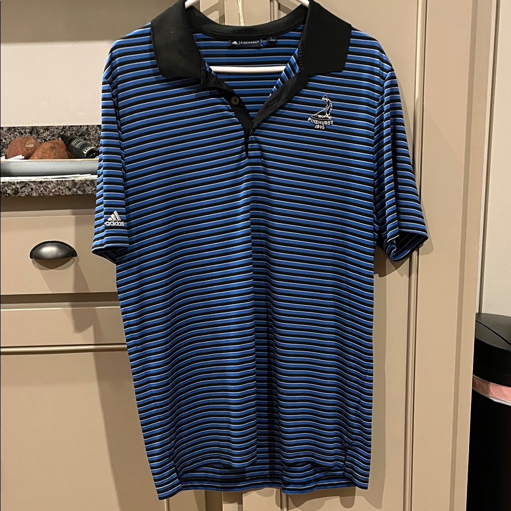 Adidas Black and Blue Pinehurst Men's Polo Shirt